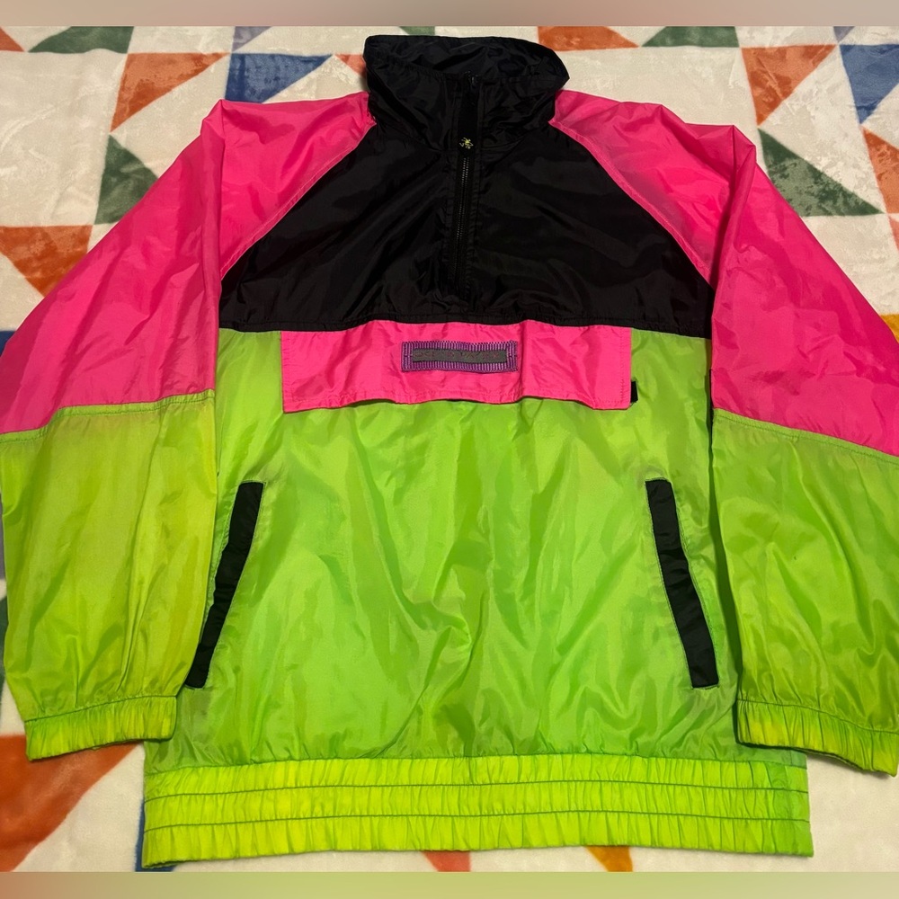 Vintage 80s 90s Ocean Pacific Surf Colorblock Nylon Pullover Windbreaker Size S